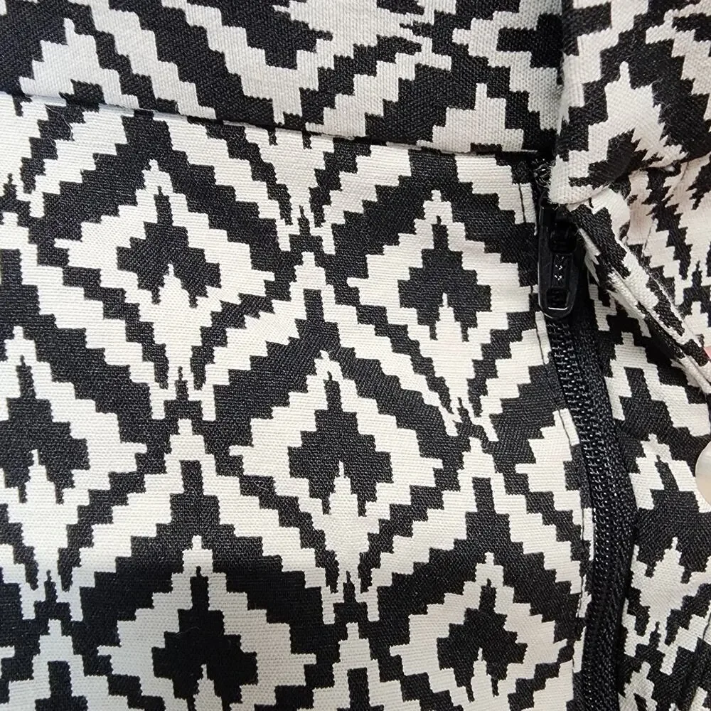 Banana Republic Womens Geo Hampton Crop Pants Size 12 Black Ecru Flat Front